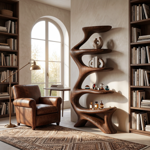Organic Bookshelf Flowing Curved For Luxury Interior