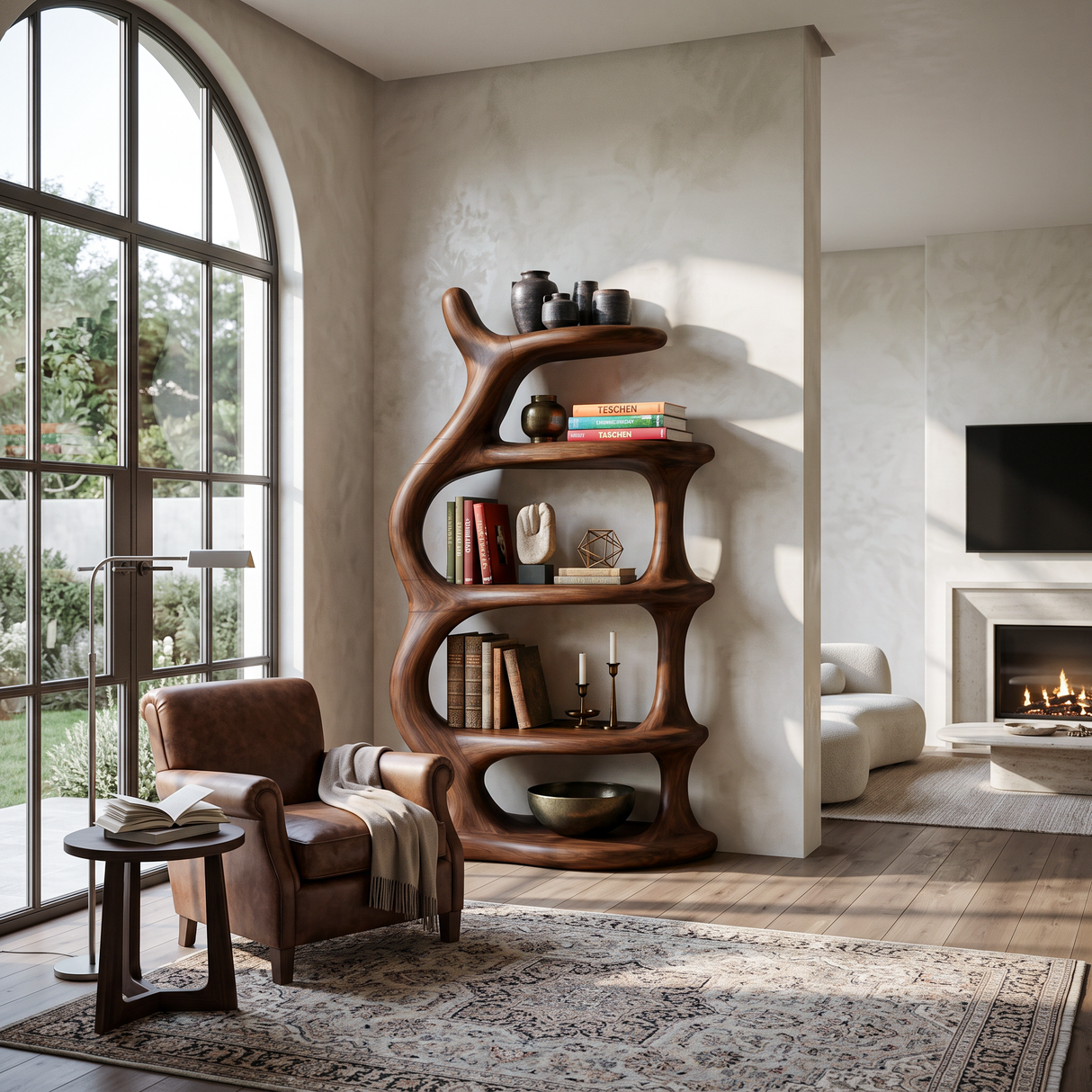 Organic Sculptural Freeform Bookshelf For Statement Contemporary Home
