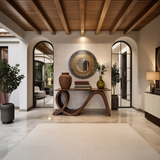 Modern Wooden Console Table Flowing Loop Base Design For Interior
