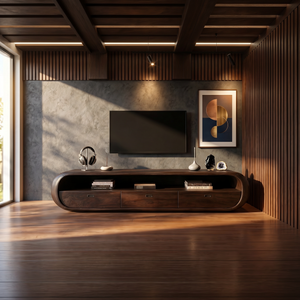 Japanese Zen TV Stand For Wabi Sabi Interior Design
