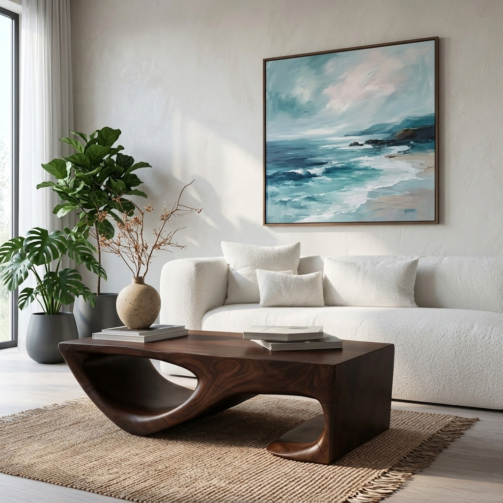Minimal Curved Coffee Table For Living Room