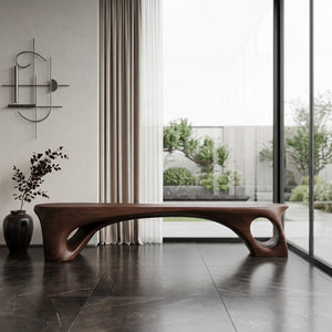 Modern Sculptural Bench With Curved Design For Living Room