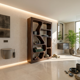 Organic Wooden Storage Shelf For Spa Interiors