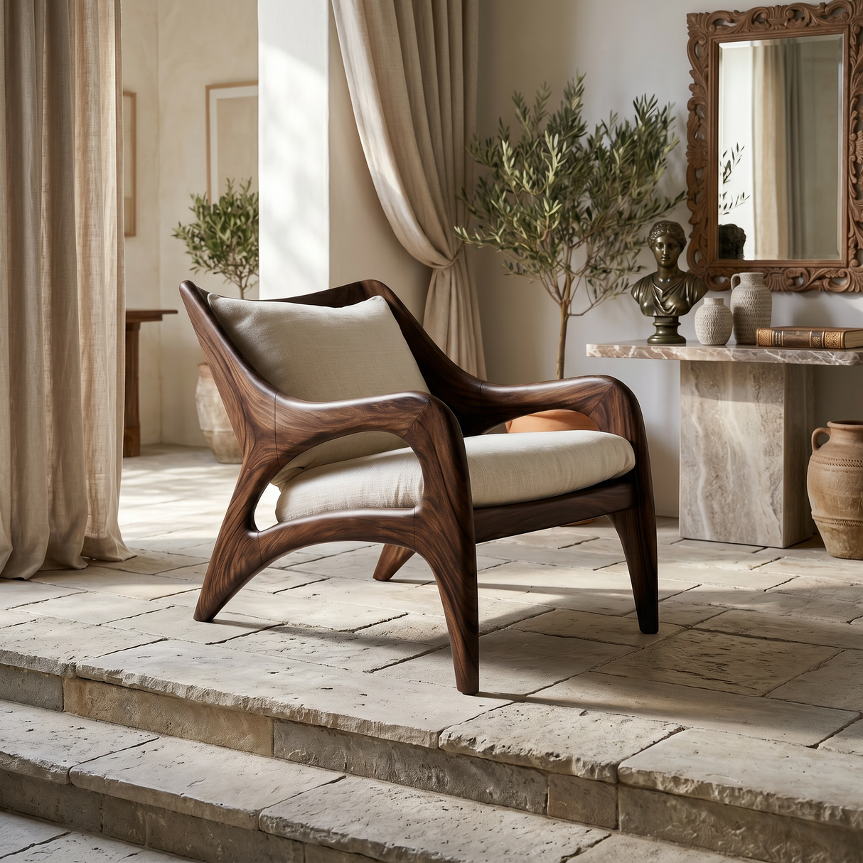 Contemporary Wooden Lounge Chair for Refined Porch Living