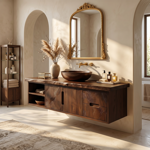 Modern Live Edge Bath Cabinet Garden Retreat