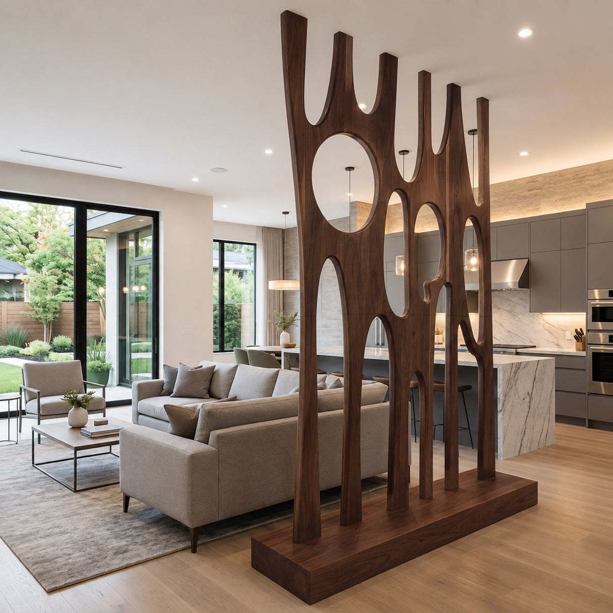 Modern Sculptural Room Divider With Artistic Carved For Bedroom
