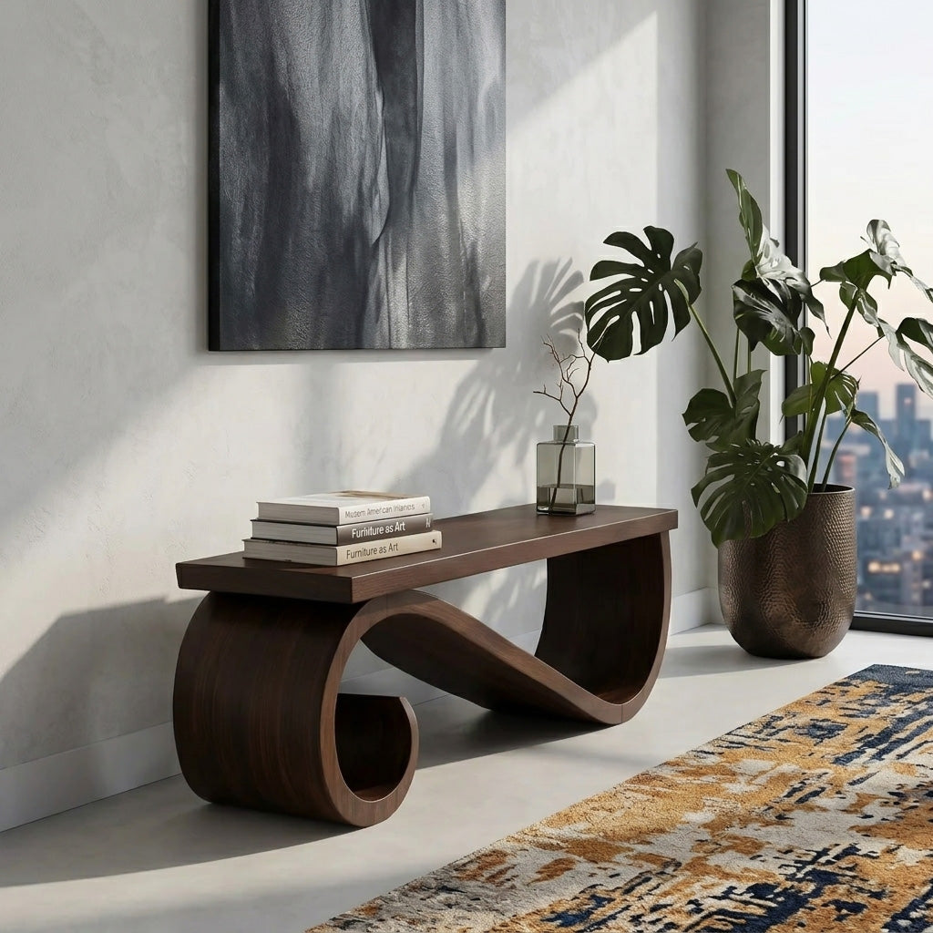 Organic Sculptural Bench For Entryway Or Living Room