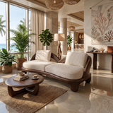 Modern Wooden Accent Sofa For Luxury Commercial Lobby Seating