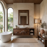 Contemporary Floating Bathroom Vanity With Raised Wave Pattern For Bathroom