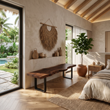 Contemporary Live Edge Long Bench For Sunroom Interior Area