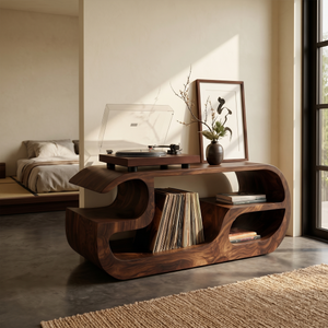 Minimalist Curved Record Player Stand City Apartment