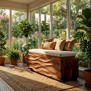 Modern Wave Storage Bench For Home Decor