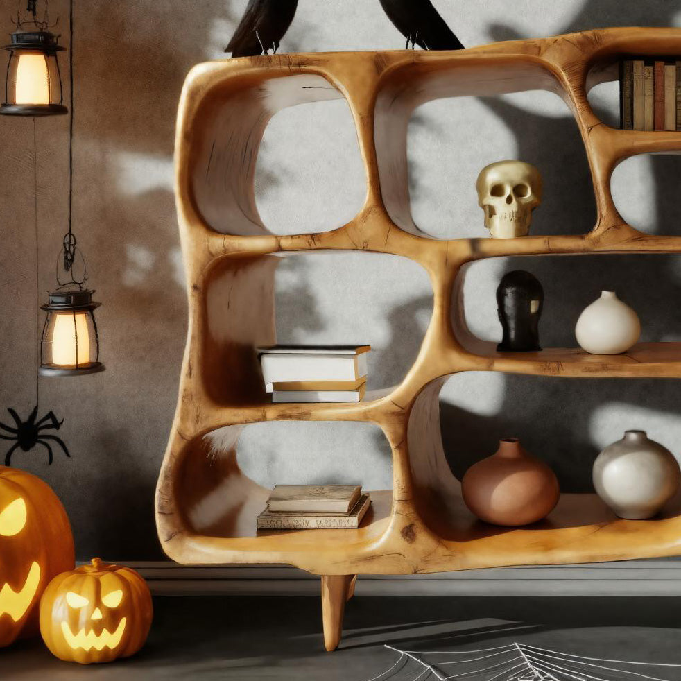 Rustic Halloween Artistic Wood Bookcase For Living Room Or Office