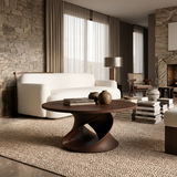 Round Coffee Table With Spiral Base For Contemporary Interior