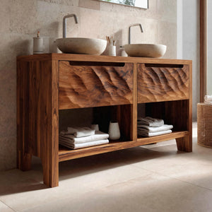 Rustic Bathroom Vanity With Two Drawers For Bathroom Decor