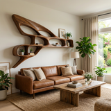 Organic Wooden Wall Bookshelf For Luxury Interior