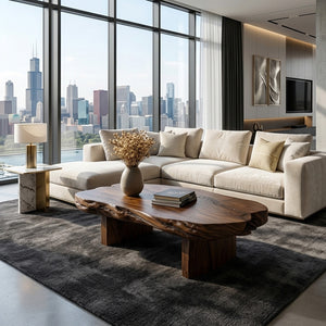 Modern Handcrafted Coffee Table Low Design For Living Room