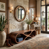 Wooden Bench Organic Sculptural Design For Home