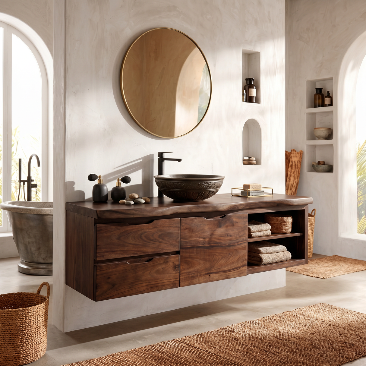 Japandi Wall Mounted Vanity Urban Loft Bathroom