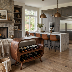 Functional Wine Storage With 2 Tiers For Bar Corner