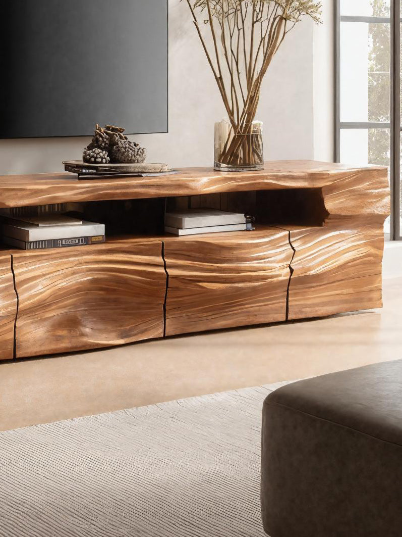 Modern Sculptural TV Console With Drawers For Living Room