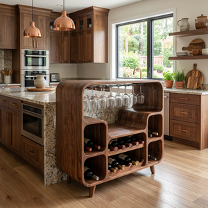 Modern Wine Cabinet With Open Bottle Display For Home Bar