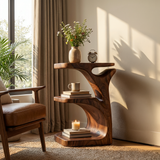 Modern Wooden Nightstand With Open Shelf For Bedroom