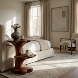 Artistic Wooden Two Tier Nightstand Sculptural Base For Bedroom