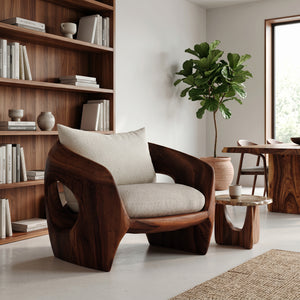 Luxury Sculptural Wooden Armchair For Reading Nook