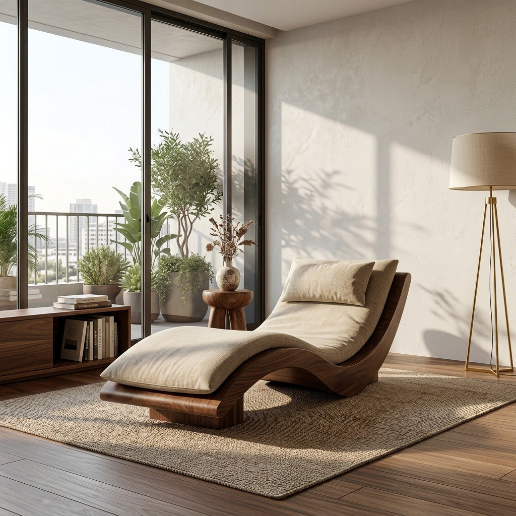 Minimalist Natural Wood Lounge Chair For Bedroom Decor