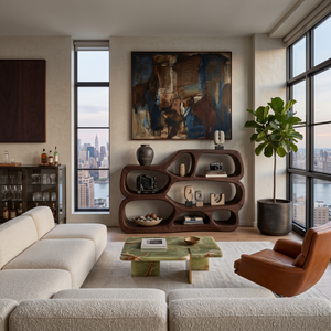 Artistic Curved Bookshelf For Living Room Styling