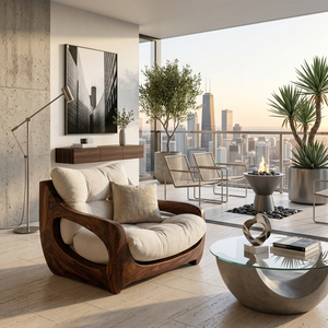 Modern Organic Lounge Seating With Carved Form For Living Room