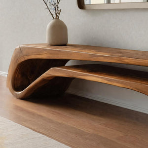 Modern Curved Bench For Entryway Or Living Room Decor