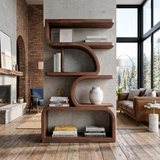 Organic Curved Wooden Bookshelf For Home Decor