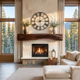 Rustic Fireplace Mantel With Sculptural Carved Design For Home