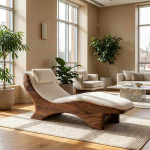 Sculptural Natural Wood Lounge Chair For Bedroom Corner