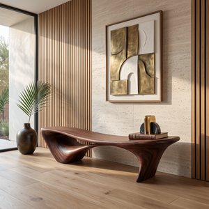 Modern Sculptural Bench For Entryway Or Living Room