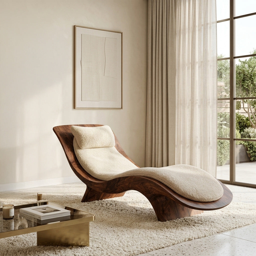 Contemporary Natural Wood Lounge Chair For Living Room