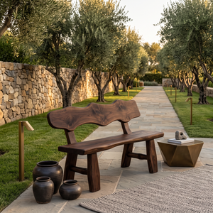 Rustic Garden Bench Live Edge Outdoor Seating For Patio Courtyard And Backyard