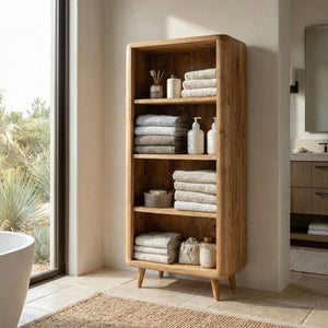 Handcrafted Wooden Open-system Bathroom Cabinet For Spa Decor