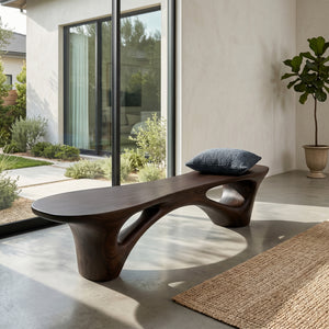 Organic Modern Wooden Bench For Outdoor Garden Patio