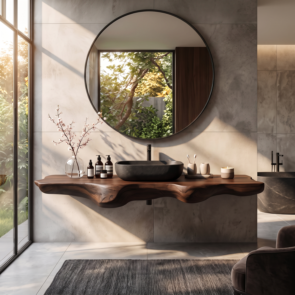 Mid Century Solid Wood Vanity For Sleek Bathroom
