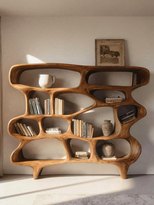 Organic Sculptural Bookshelf For Living Room Or Office Decor