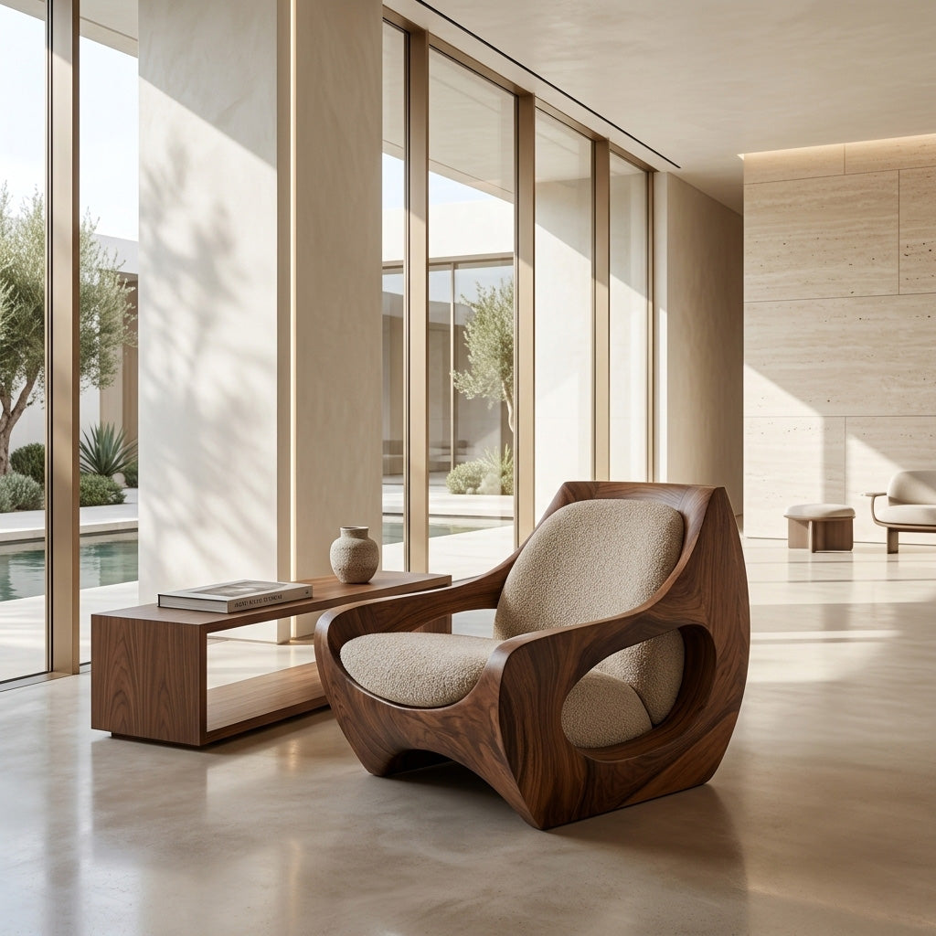 Sculptural Natural Wood Chair For Modern Home Decor