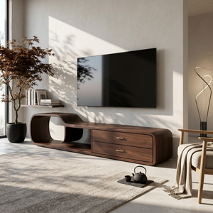 Sculptural Wooden TV Cabinet Organic Modern Design