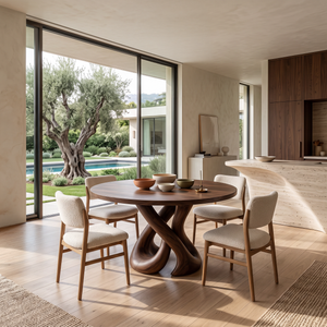 Contemporary Dining Table Organic Spiral Base For Modern Kitchen
