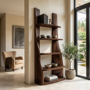 Mid Century Wooden Bookshelf For Apartment Living Room