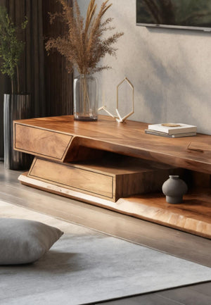 Modern TV Stand With Storage Shelves For Living Room