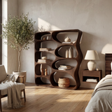 Minimalist Modern Curved Bookshelf Home Office Storage
