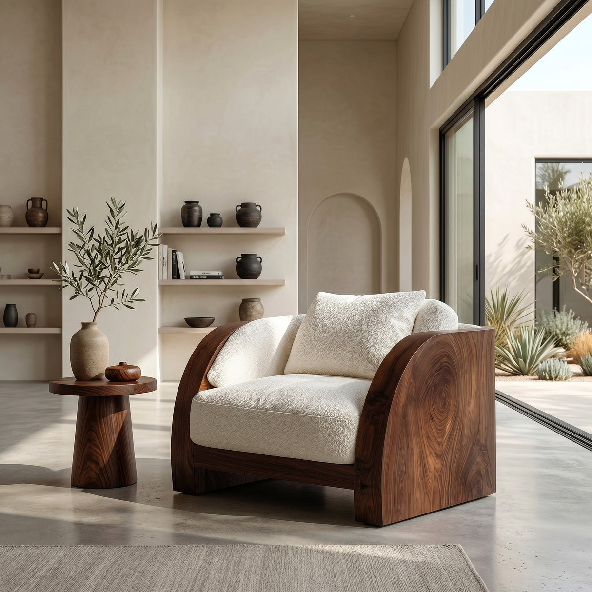Minimalist Curved Frame Armchair For Contemporary Home